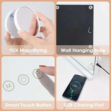 COOLJEEN Large Hollywood Makeup Mirror with USB Charging