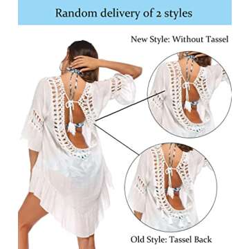 Ekouaer Beach Cover Up women Cute Ruffle Sleeves Swim Cover Up Dress Womens Bikini Cover Ups for Swimwear