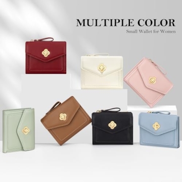 BIAOTIE Small Wallet for Women Leather Bifold Pocket Wallet RFID Blocking Credit Card Holder Cute Purse with Zipper Coin Pocket (Black)