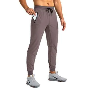 Pudolla Men's Lightweight Jogger Pants Workout Running Tapered Joggers for Men with Zipper Pockets f...