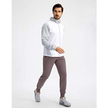 Pudolla Men's Lightweight Jogger Pants Workout Running Tapered Joggers for Men with Zipper Pockets for Athletic Travel Casual(Purple Grey Small)