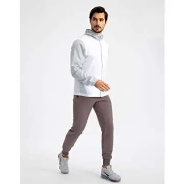 Pudolla Men's Lightweight Jogger Pants Workout Running Tapered Joggers for Men with Zipper Pockets for Athletic Travel Casual(Purple Grey Small)