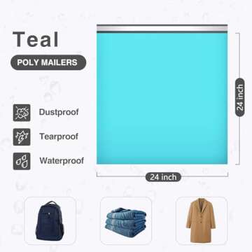 UCGOU Poly Mailers 24x24 Inch Teal 50 Pack Extra Large Shipping Bags Strong Thick Mailing Envelopes ...