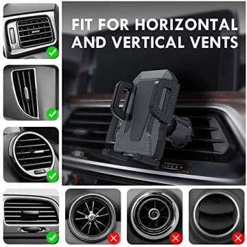 Miracase Air Vent Phone Holder for Car with Metal Hook Clip, Hands Free Universal Automobile Cell Phone Mount Fit for iPhone 16/15/14/13/12 Series, Samsung and All Smartphones,Black