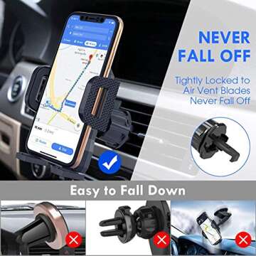 Miracase Air Vent Phone Holder for Car with Metal Hook Clip, Hands Free Universal Automobile Cell Phone Mount Fit for iPhone 16/15/14/13/12 Series, Samsung and All Smartphones,Black