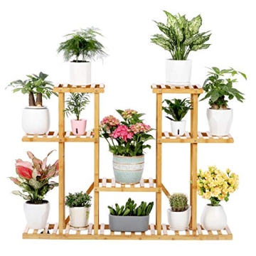 Bamboo Plant Stand Rack 4 Tier Indoor&Outdoor Multiple Flower Pot Holder Shelf Planter Display Shelv...