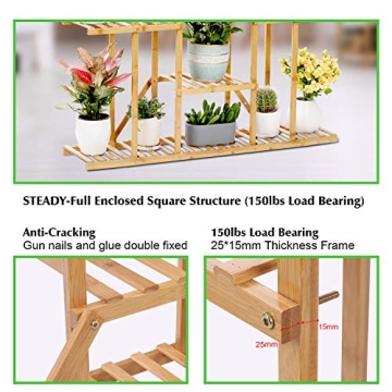 Bamboo Plant Stand Rack for 13 Flowerpots Display