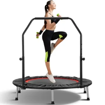 ZENOVA 40-Inch Mini Trampoline: Indoor Rebounder for Kids and Adults with Adjustable Handle