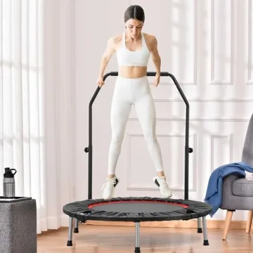 ZENOVA 40" Mini Trampoline with Adjustable Bar for Fitness