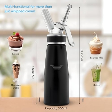 Professional Whipped Cream Dispenser with 3 Nozzles and Seals