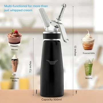 Professional Whipped Cream Dispenser with 3 Nozzles and Seals