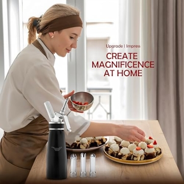 Professional Whipped Cream Dispenser with 3 Nozzles and Seals