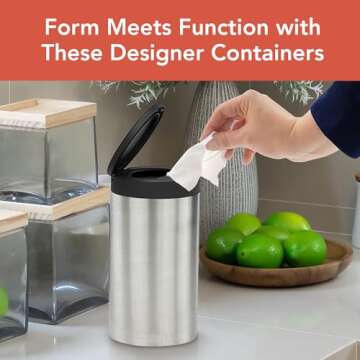 Spectrum Disinfecting Wipes Container with Push Button Lid - Refillable Dispenser for Bathroom, Kitc...