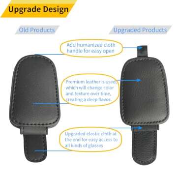 Yuoyar 2 Packs Sunglasses Holders for Car Visor - Magnetic Leather Sunglasses Holder and Ticket Card...