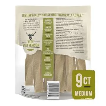 Purina Prime Bones Made in USA Facilities Limited Ingredient Medium Dog Treats, Chew Stick With Wild Venison - 9 ct. Pouch
