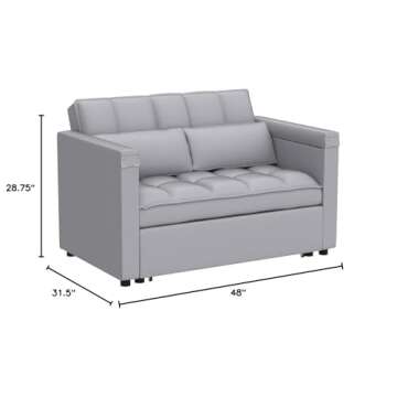 Convertible Sofa Bed, 3-in-1 Multi-Functional Velvet Sleeper Couch Pull-Out Bed, 48'' Loveseat Chais...