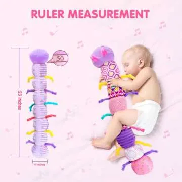 KaeoHye Baby Toy 0-12 Months,Baby Infant Musical Stuffed Animal Soft Toy with Multi-Sensory Crinkle, Rattle & Textures,Baby Girl Toy Birthday Gift,Caterpillar,Purple