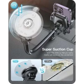 APPS2Car Phone Holder for Car Windshield/Dashboard/Window, Cell Phone Mount for Car Truck, Compatible with iPhone, Samsung, Google, LG and More