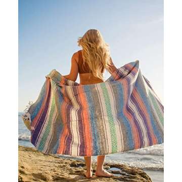 Andrew James Premium Authentic Mexican Blankets - Traditional Handmade Woven Throw Blanket - Perfect for Yoga, Beach, Home Decor, Camping, (Dreamers)
