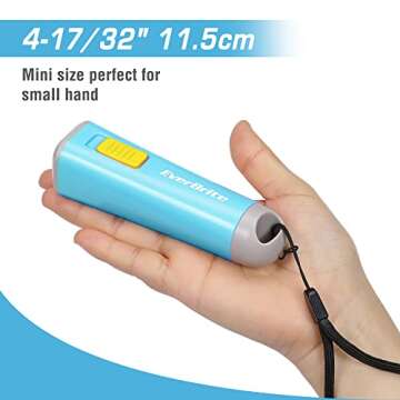 EverBrite Kids Flashlight, Mini LED Flashlight, Plastic Torch Use for Emergencies, Camping, Outdoor with Lanyard 3AAA Battery Included, Blue