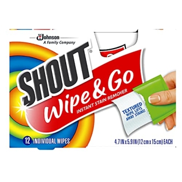 Shout Wipes Stain Remover - 72 Individually Wrapped Travel Essentials