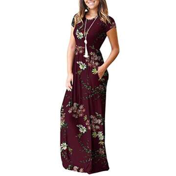 VIISHOW Women's Short Sleeve Loose Plain Maxi Dresses Casual Long Dresses with Pockets