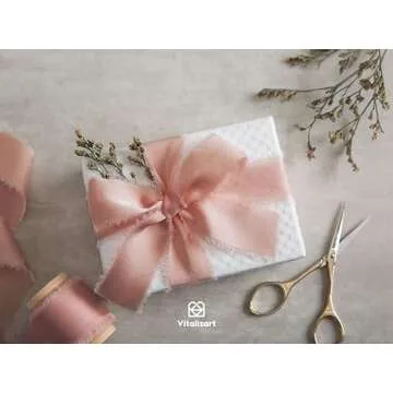 Vitalizart Pink Silk Satin Ribbon 1 Inch x 15 Yard Wooden Spool Handmade Frayed Ribbon for Gift Wrapping Baby Shower Wedding Bridal Bouquets Holiday Decor 3 Rolls x 5 Yard