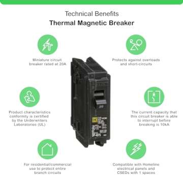 Square D by Schneider Electric HOM120CP Homeline 20 Amp Single-Pole Circuit Breaker