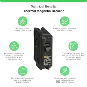 Square D by Schneider Electric HOM120CP Homeline 20 Amp Single-Pole Circuit Breaker