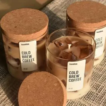 Poranlem Iced Coffee Candle 15 oz 450ml Latte Coffee with Ice Cube Design Handmade Home Scented Aromatherapy Candles Gifts for Women Lovers Her Birthday Valentine Room Decor