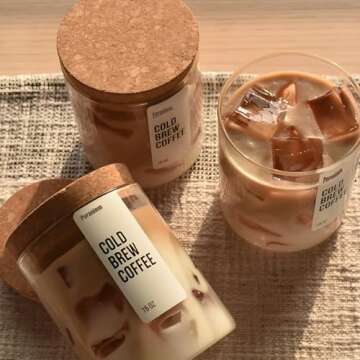 Poranlem Iced Coffee Candle 15 oz 450ml Latte Coffee with Ice Cube Design Handmade Home Scented Aromatherapy Candles Gifts for Women Lovers Her Birthday Valentine Room Decor