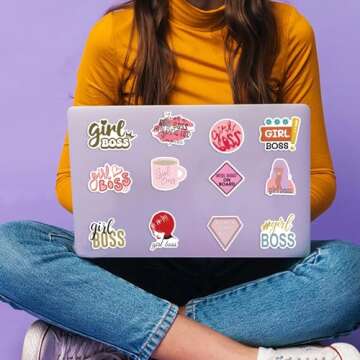 Girl BOSS Stickers,50 PCS Aesthetic Waterproof Stickers,Vinyl Stickers for Water Bottle,Laptop,Phone,Skateboard Stickers for Teens Girls Kids (Girl BOSS)