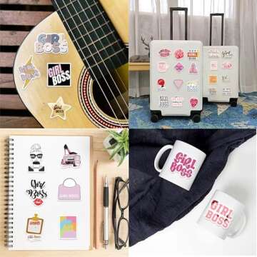Girl BOSS Stickers,50 PCS Aesthetic Waterproof Stickers,Vinyl Stickers for Water Bottle,Laptop,Phone,Skateboard Stickers for Teens Girls Kids (Girl BOSS)