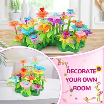 GILI Flower Garden Building Stacking Toys - Build a Bouquet Sets for 4 5 6 Year Old Toddler Girls Ar...