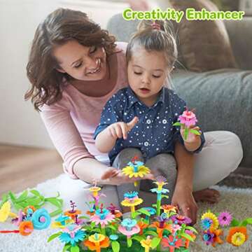 GILI Flower Garden Building Stacking Toys - Build a Bouquet Sets for 4 5 6 Year Old Toddler Girls Arts and Crafts for Little Kids Age 3yr Up Best Top Christmas Birthday Gifts for Creativity Play