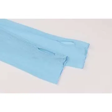 Meladyan Women Sexy Long Sleeve Mesh Crop Top Open Front Cover Up Spaghetti Strap Slim Fit Corset Cami 2 Pieces Clubwear Sky Blue