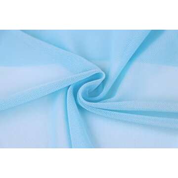 Meladyan Women Sexy Long Sleeve Mesh Crop Top Open Front Cover Up Spaghetti Strap Slim Fit Corset Cami 2 Pieces Clubwear Sky Blue