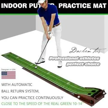 Putting Green Indoor Mat with Automatic Ball Return - Perfect for Home, Office, and Outdoor Use