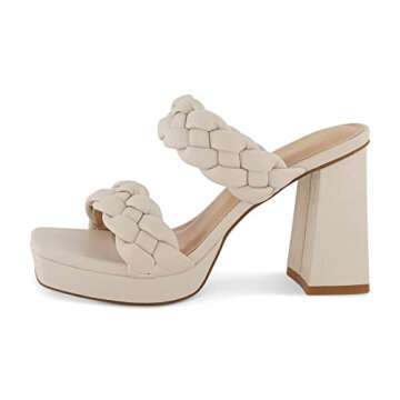 CUSHIONAIRE Women's Aurora braided platform sandal +Memory Foam and Wide Widths Available, Ivory 6.5
