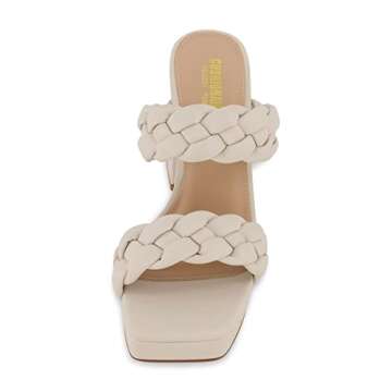 CUSHIONAIRE Women's Aurora braided platform sandal +Memory Foam and Wide Widths Available, Ivory 6.5