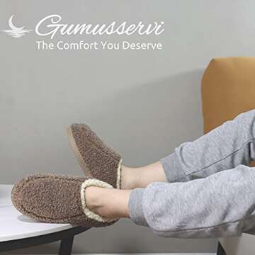 Gumusservi Unisex Slippers with Cozy Memory Foam and Anti-Slip Rubber Sole, Warm Fluffy Fleece Lining and Breathable House Shoes for Indoor Outdoor for Women and Men-Brown-9W / 7M