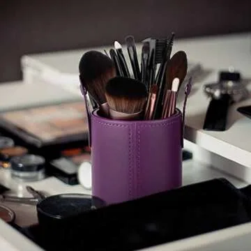 Narwey Purple Makeup Brush Holder Case for Women