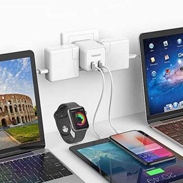 TESSAN US to Europe Adapter, European Plug Travel Adapter, Wall Power Adapter with 2 USB Charging Ports, Outlet Adaptor for USA to Most of Europe France Germany Italy Greece Spain Iceland - Type C