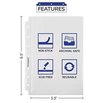 TYH Supplies 200 Pack Mini Sheet Protectors For Binder | Clear Non Glare Plastic Half Page Protector...