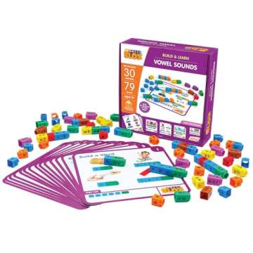 Junior Learning: Rainbow Phonics Blox: Vowel Sounds - Phase 5 - Build & Learn, 30 Activity Cards, Co...