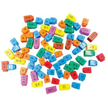 Junior Learning: Rainbow Phonics Blox: Vowel Sounds - Phase 5 - Build & Learn, 30 Activity Cards, Color Coded Blocks, Reading Development, Kids 5+