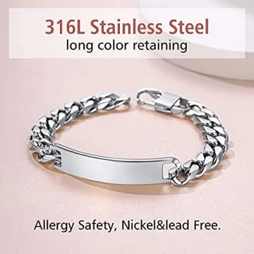 Customizable Stainless Steel Cuban Link Bracelet for Men
