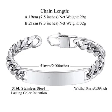 Customizable Stainless Steel Cuban Link Bracelet for Men