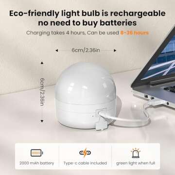 LGMCF Rechargeable Light Bulbs with Remote Control Timer and 3 Color Temperature Options,Rechargeable Wall Sconce Puck Lights Battery Operated with Remote (E26, 2)