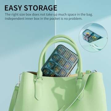 OFIDUS 21 Cells 3 Times a Day Pill Organizer - Large Capacity Waterproof and Moistureproof Daily Pill Case Removable Separate Cell 21 Days Pill Organizer Suitable for Travel and Everyday(Green)